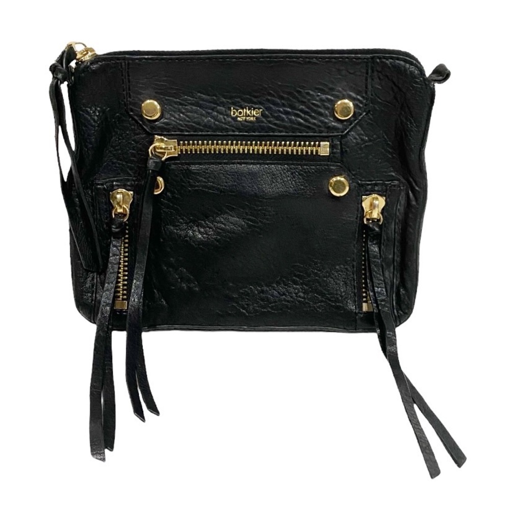 BOTKIER Black Lambskin Leather Clutch Studded Fringe Logan Bag